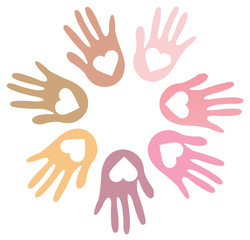 Hands with heart shape on white background