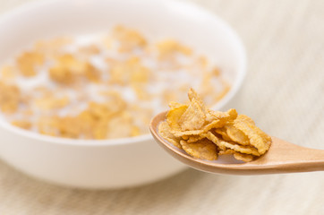 Eating cereal with spoon