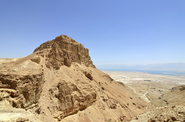 Fototapeta na wymiar Twierdza Masada górskim.