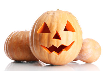 halloween pumpkins, isolated on white