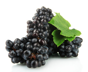 ripe sweet grapes isolated on white.