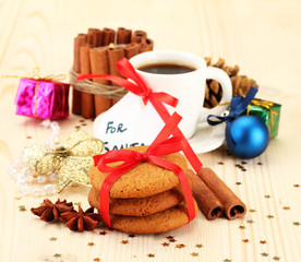 Cookies for Santa: Conceptual image of ginger cookies, milk and