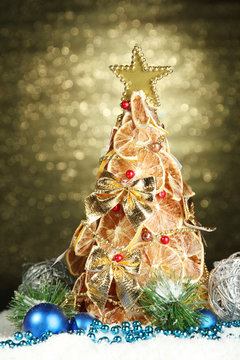 beautiful christmas tree of dry lemons with decor,