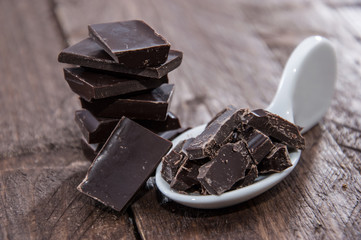 Heap of Chocolate on wood