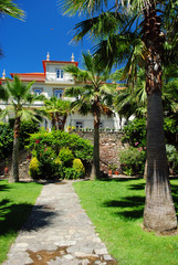 Fototapeta premium Luxury hotel with tropical garden