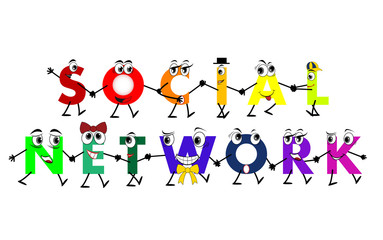 Colorful Global Social Network characters, vector