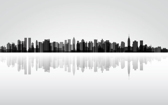 Colorful City New York panorama, vector