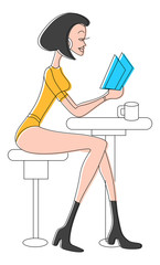 Girl Reading a Book Vector