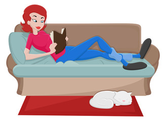 Girl Reading Book Vector