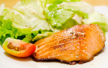 salmon and salad