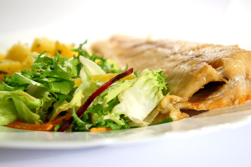 Trout with parsley potatoes and salad