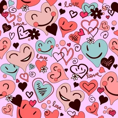 Gordijnen Valentine seamless pattern with hearts © paw