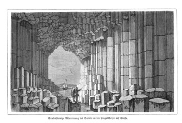 Fingalshöhle auf Staffa - Historische Lithographie