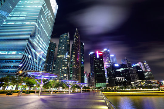 Singapore City Skyline At Night