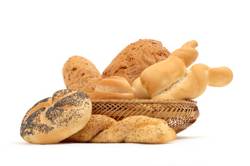 bread composition of various rolls in a basket