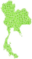 Map of Thailand - Asia - in a mosaic of green square