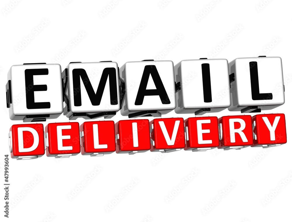 Poster 3d email delivery button click here block text