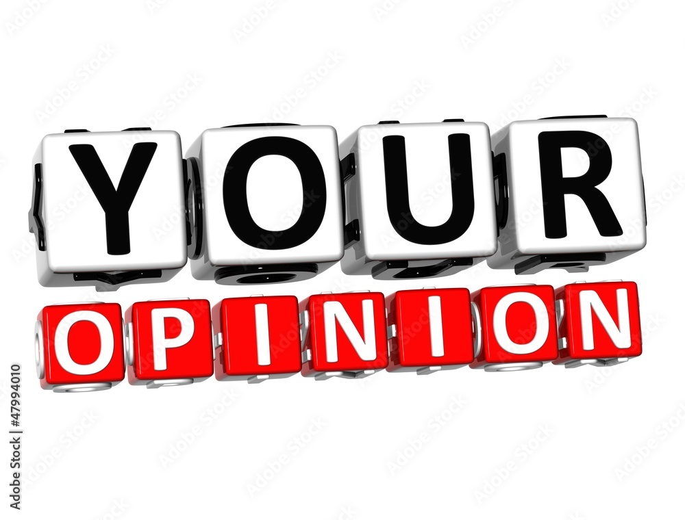 Poster 3d your opinion button click here block text