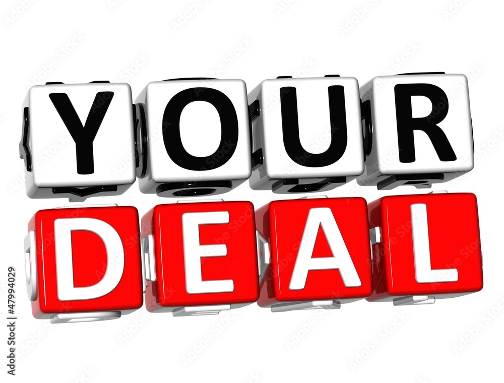 Poster 3d your deal button click here block text