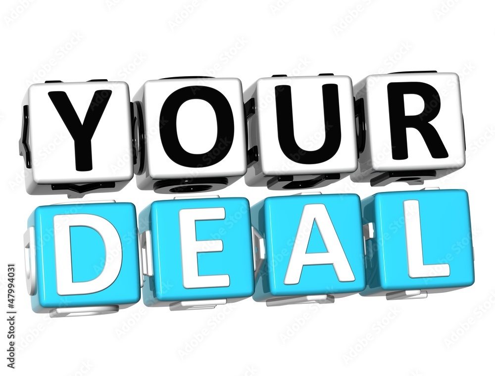 Poster 3d your deal button click here block text