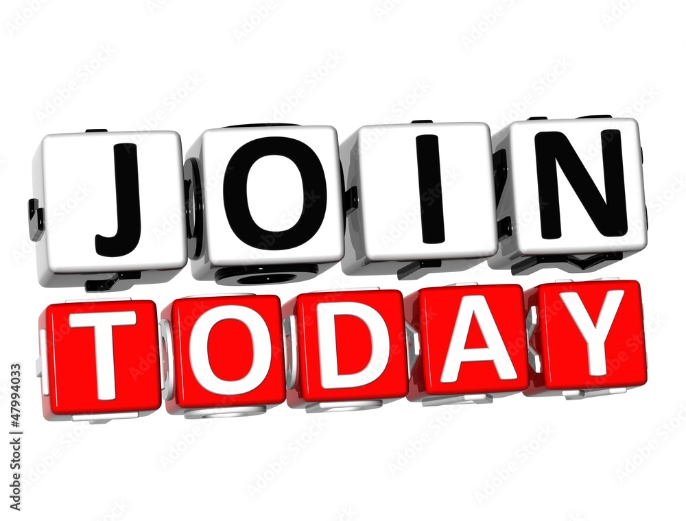 Poster 3d join today button click here block text