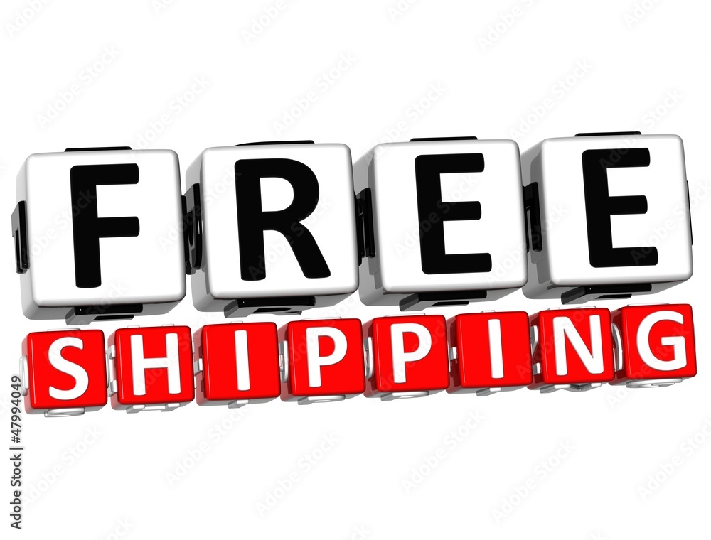 Poster 3d free shipping button click here block text