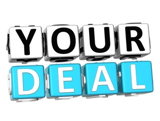 3D Your Deal Button Click Here Block Text