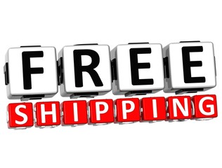 Fototapeta premium 3D Free Shipping Button Click Here Block Text