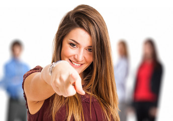 Woman pointing her finger