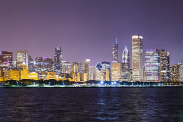 Chicago Downtown Skyline at Night