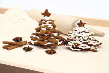 Christmas tree  made of gingerbread on a pastry