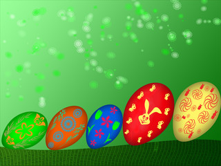 Easter illustration with color painted eggs