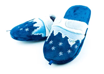 Selbstklebende Fototapeten Blue soft slippers © Veselka