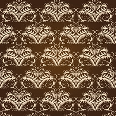 Beige vintage pattern on a brown background