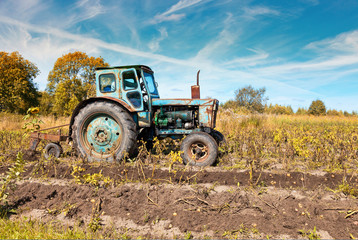 Old tractor in the field