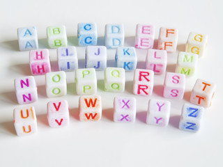 Image of various colorful blocks with the alphabet