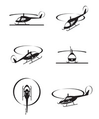 Civil helicopters in perspective - vector illustration