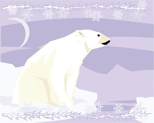 Polar bear in a decorative illustration