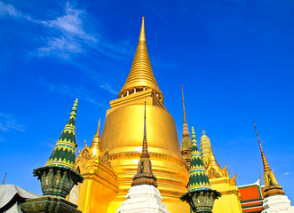 Naklejka premium A golden pagoda, Grand Palace, Bangkok, Thailand