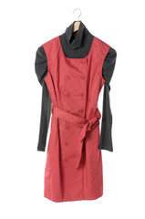 stylish red woman dress on a wooden hanger