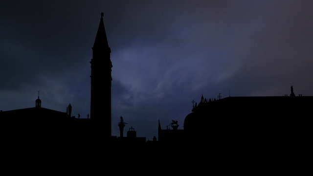 Italy Venezia Piazza San Marco night storm