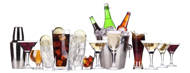 Crédence de cuisine en verre imprimé Bar Différentes images de l& 39 ensemble d& 39 alcool isolé
