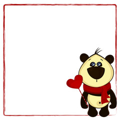 background for postcard with panda and heart