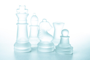 Some glass chess pieces