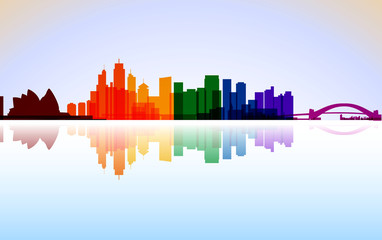 Fototapeta na wymiar Kolorowe Miasto Sydney panorama, wektor