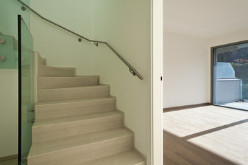 modern architecture, new empty apartment, staircase