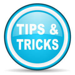 tips blue glossy icon on white background