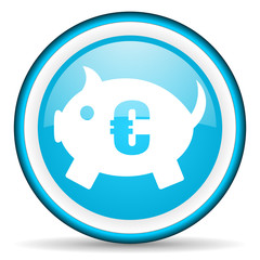 piggy bank blue glossy icon on white background