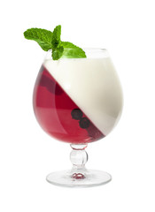 jelly dessert with berries and mint