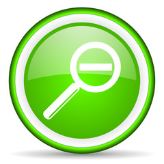 magnification green glossy icon on white background